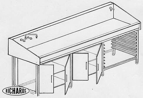 cupboards, shelves or drying racks